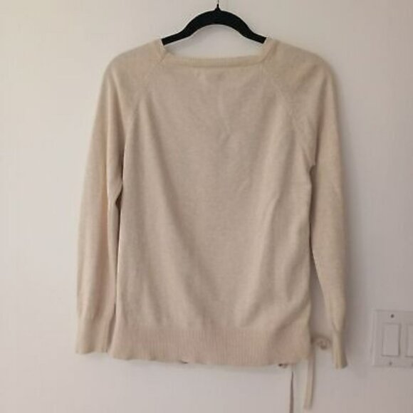 Burgess Beige Sweater With Side Tie Detail Cotton Cashmere Blend Womens Size S - Picture 5 of 8